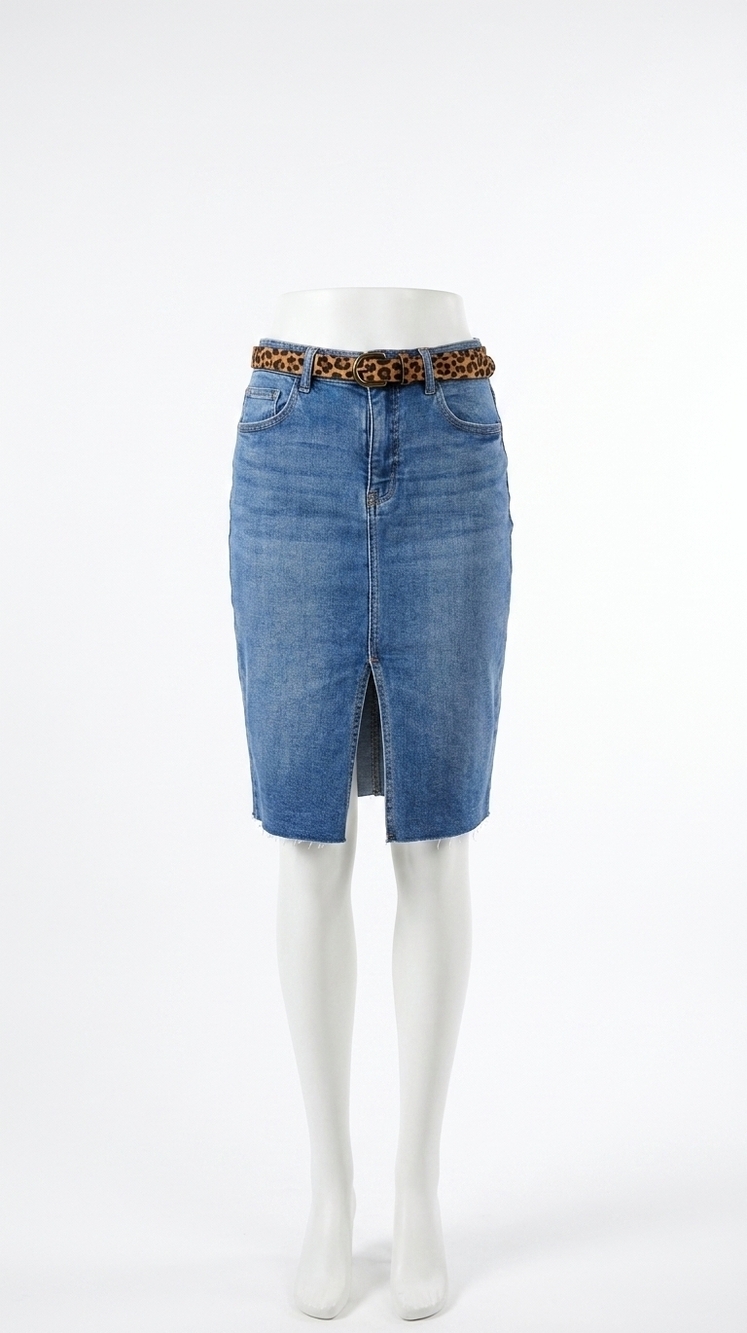 NEW RISEN high rise stretch pencil skirt in denim